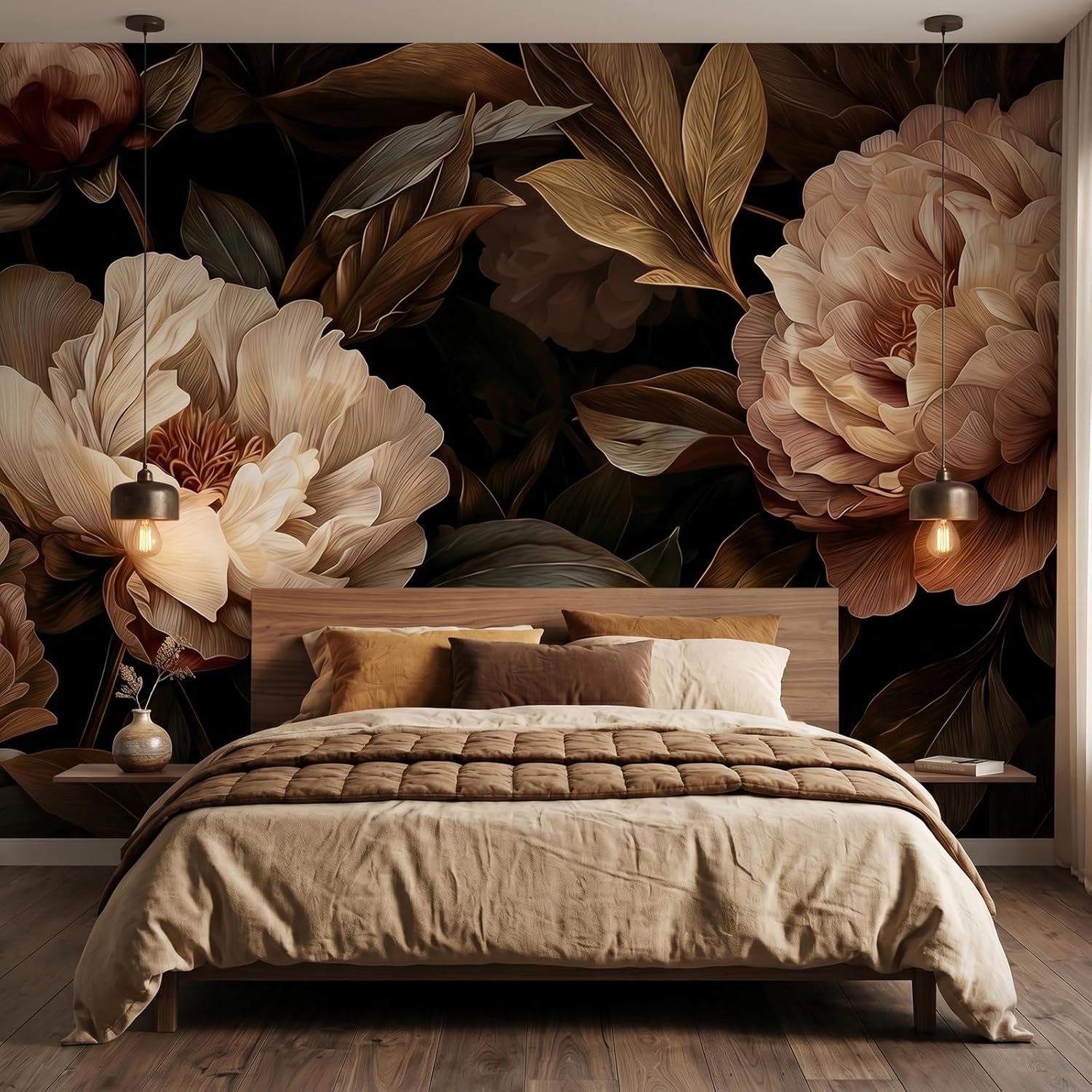 Interior Design Home Decor - Elegant Peony Floral Tapestry Wall Hanging