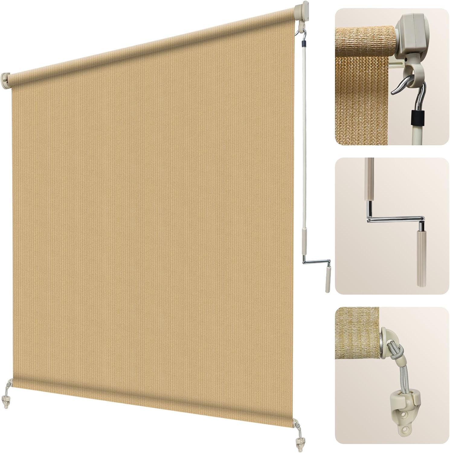 Linen Roller Blind - Outdoor Roller Shade 8' W x