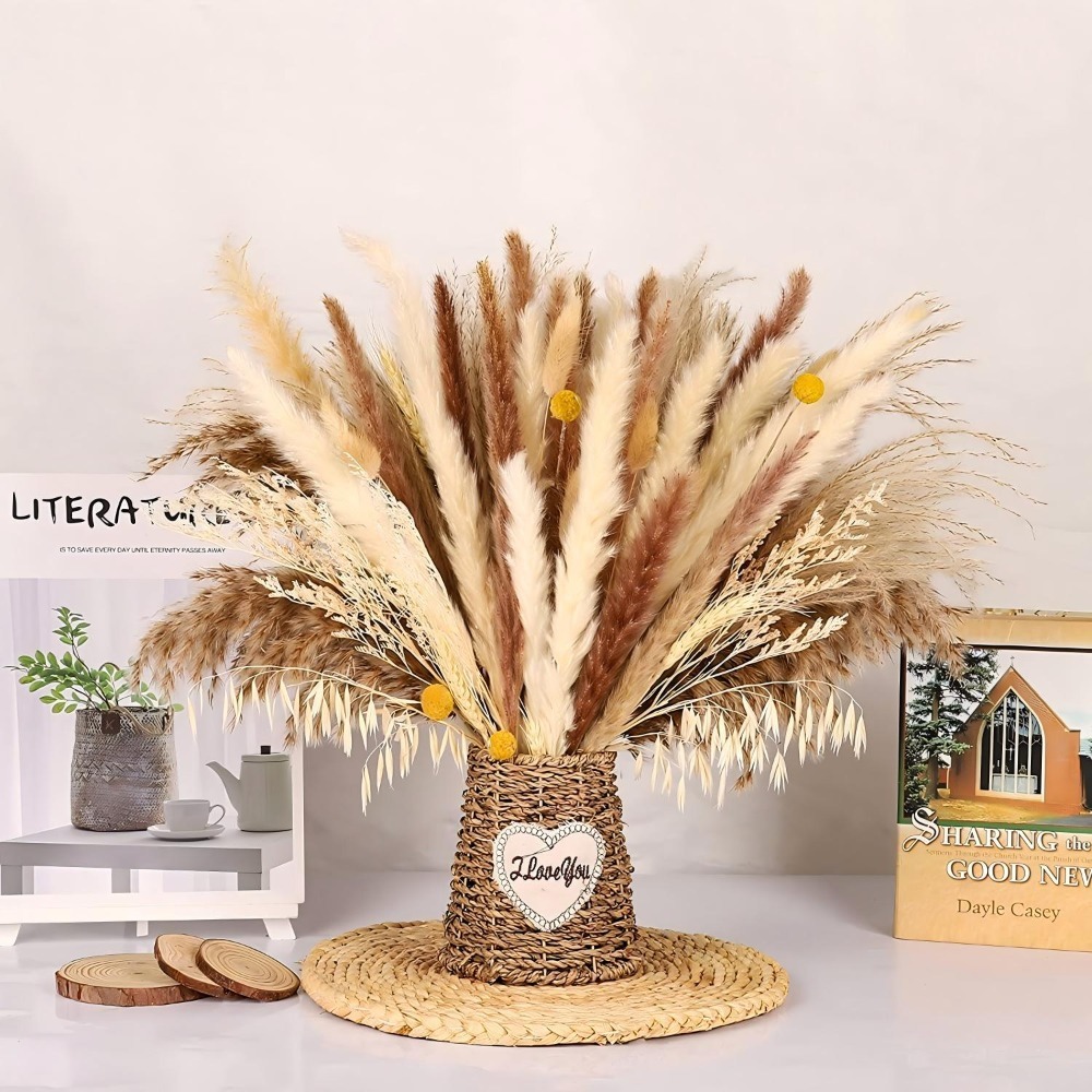 Dried Pampas Bundle - Natural Mixed Dried Flower Bouquet, Pampas