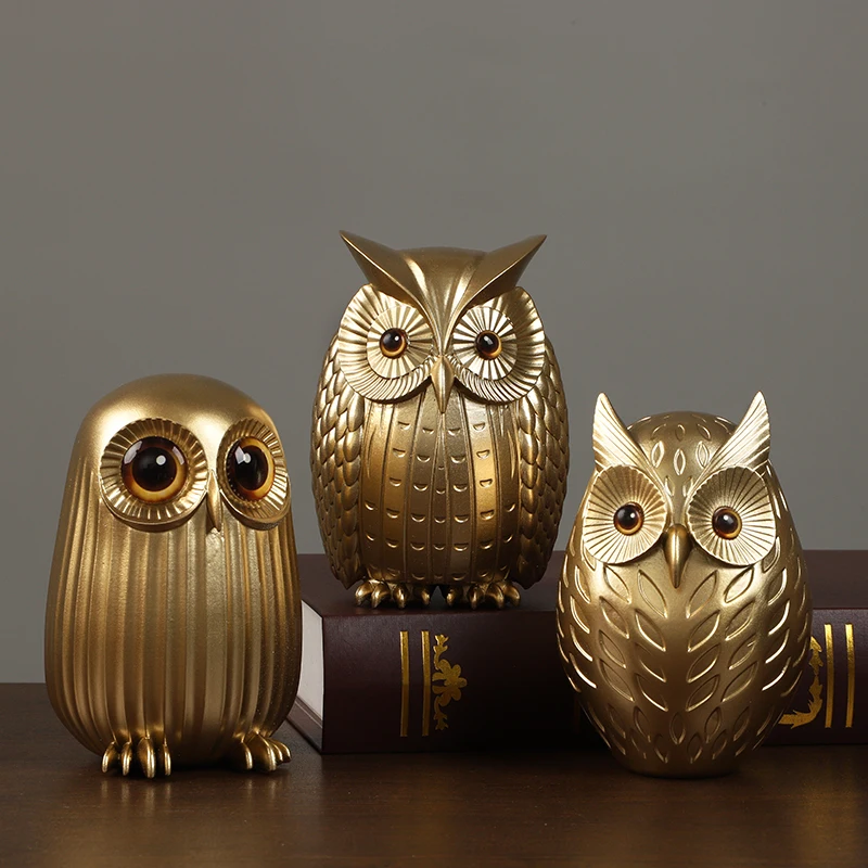 Resin Owl Statue Cute Golden O - огляд і ціна Interior Design Gold