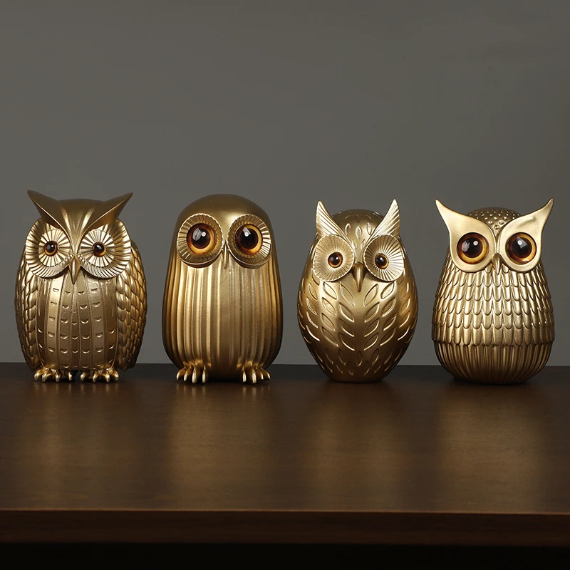 Resin Owl Statue Cute Golden O - огляд і ціна Interior Design Gold