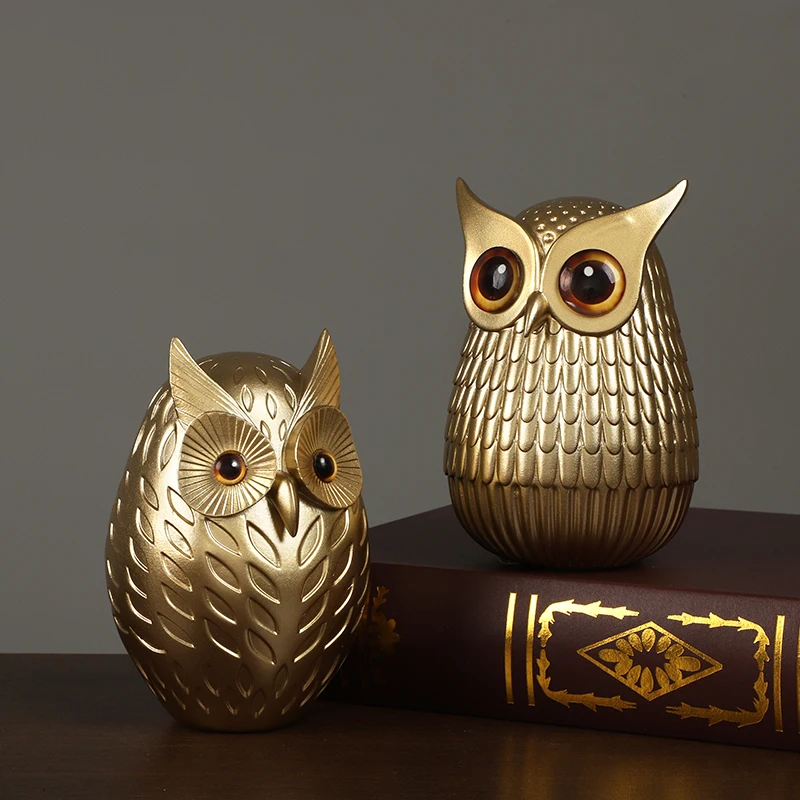 Resin Owl Statue Cute Golden O - огляд і ціна Interior Design Gold