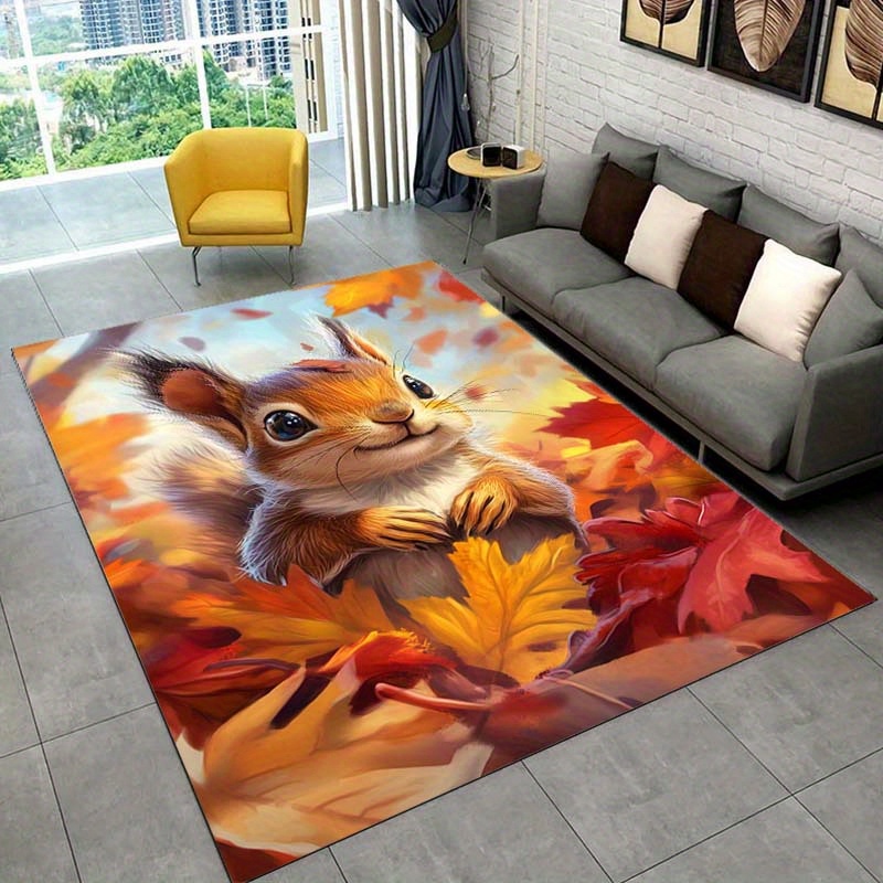 Autumn Squirrel Rug for Cozy L - огляд і ціна Interior Design Living Room Ideas