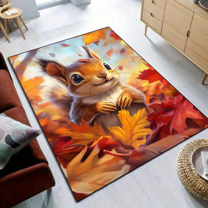 Autumn Squirrel Rug for Cozy L - огляд і ціна Interior Design Living Room Ideas